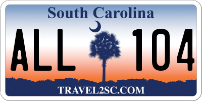 SC license plate ALL104