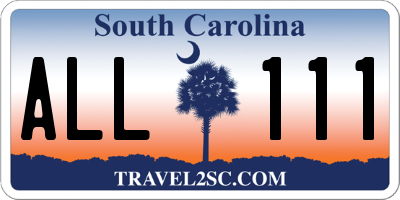 SC license plate ALL111