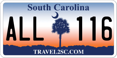 SC license plate ALL116