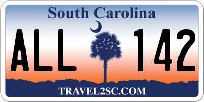 SC license plate ALL142