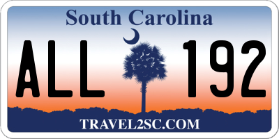 SC license plate ALL192