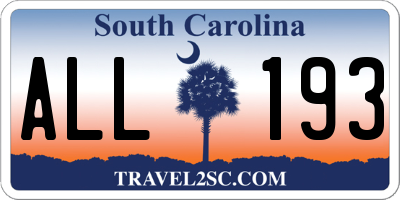 SC license plate ALL193