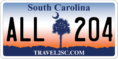 SC license plate ALL204