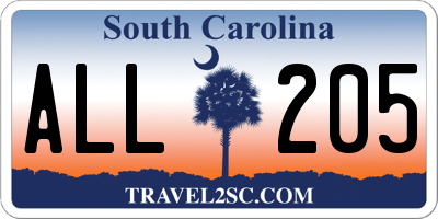 SC license plate ALL205