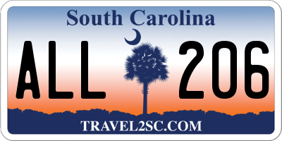 SC license plate ALL206