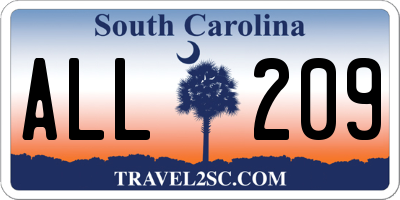 SC license plate ALL209