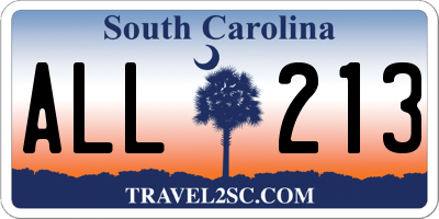 SC license plate ALL213
