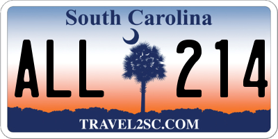 SC license plate ALL214