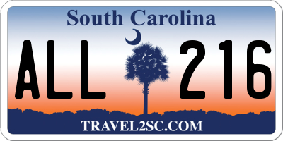 SC license plate ALL216