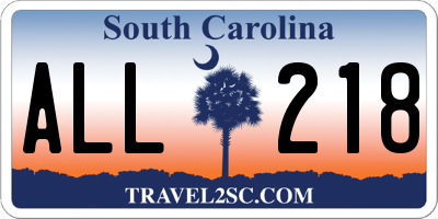 SC license plate ALL218