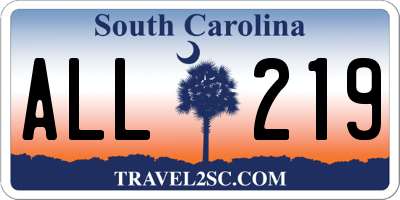 SC license plate ALL219