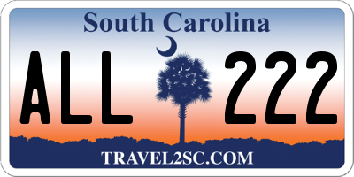 SC license plate ALL222