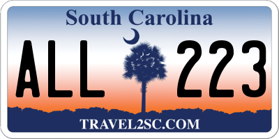 SC license plate ALL223