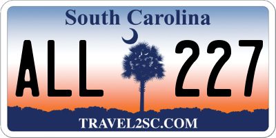 SC license plate ALL227