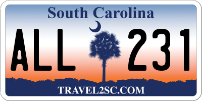 SC license plate ALL231