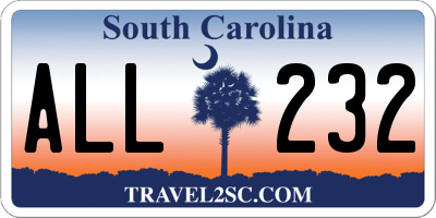 SC license plate ALL232
