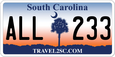 SC license plate ALL233