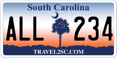 SC license plate ALL234