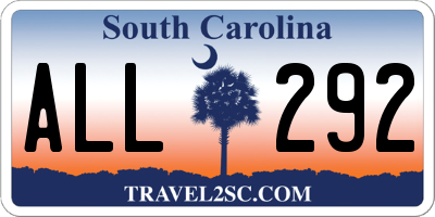 SC license plate ALL292