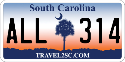 SC license plate ALL314