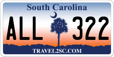 SC license plate ALL322
