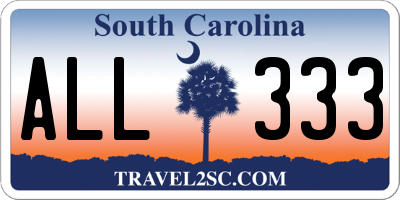 SC license plate ALL333