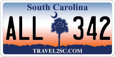 SC license plate ALL342