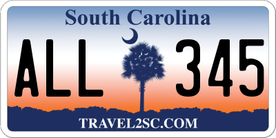 SC license plate ALL345