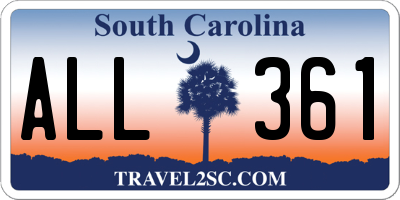 SC license plate ALL361