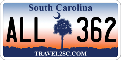 SC license plate ALL362