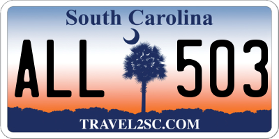 SC license plate ALL503
