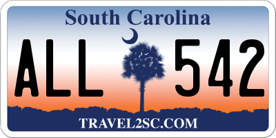 SC license plate ALL542