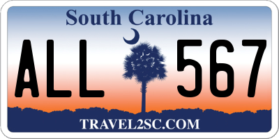 SC license plate ALL567