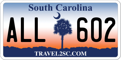SC license plate ALL602