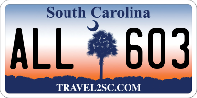 SC license plate ALL603