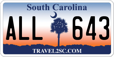 SC license plate ALL643