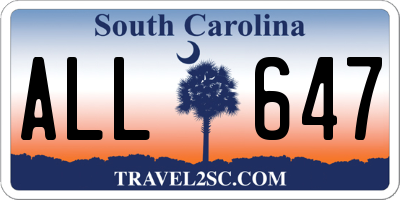 SC license plate ALL647