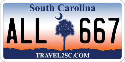 SC license plate ALL667