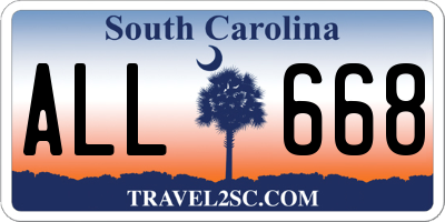 SC license plate ALL668