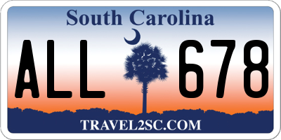 SC license plate ALL678