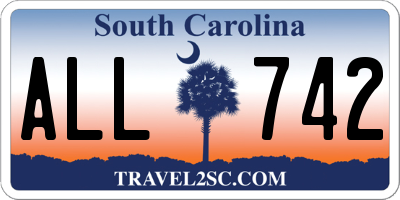 SC license plate ALL742