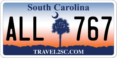 SC license plate ALL767