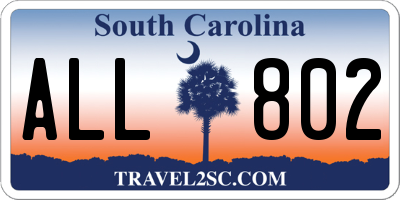 SC license plate ALL802