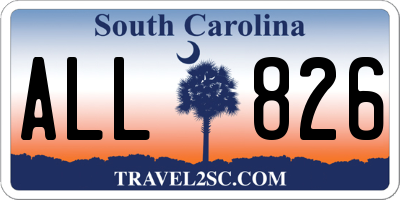SC license plate ALL826