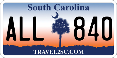 SC license plate ALL840