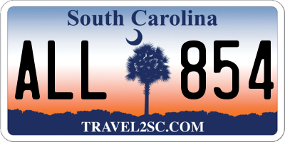 SC license plate ALL854