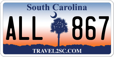 SC license plate ALL867