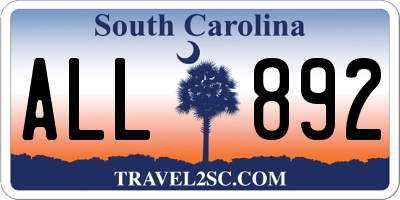 SC license plate ALL892