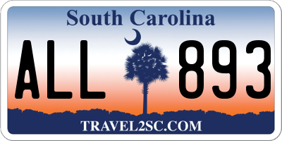 SC license plate ALL893