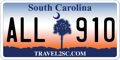 SC license plate ALL910